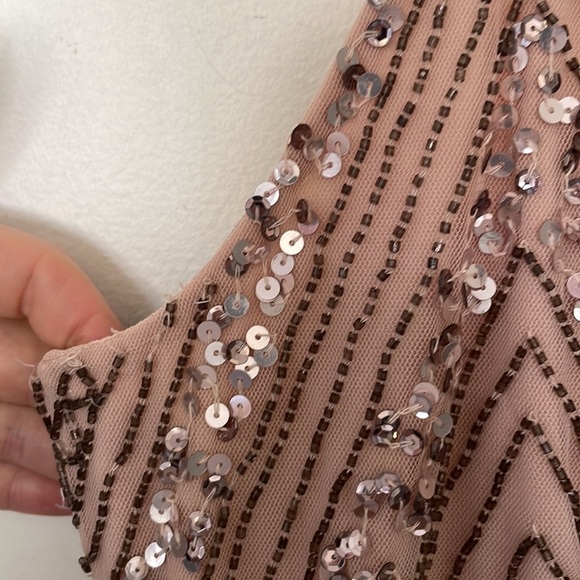 Marina | Plus Size 14 Embellished Beaded Sequin Art Deco Pleat Skirt Mesh Gown - Picture 13 of 16